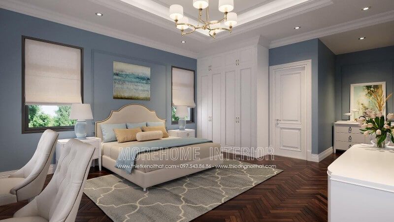 Chiếc giường ngủ gỗ tự nhiên bọc da cao cấp mang đến sự sang trọng và đẳng cấp hơn cho phòng ngủ