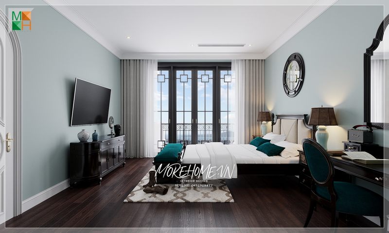 Giường ngủ đóng vai trò là trung tâm và điểm nhấn giúp không gian phòng ngủ trở nên đẹp và ấn tượng.